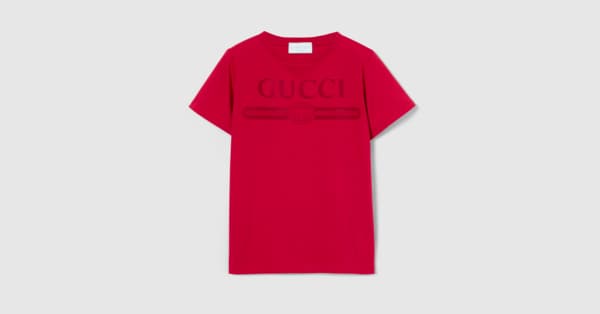 Children's cotton T-shirt with print in red | GUCCI® SI