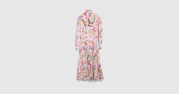 Printed silk chemisier dress in multicolor | GUCCI® US