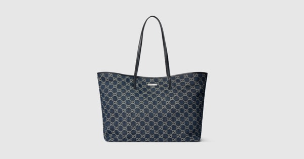 Gucci Tribeca large tote bag in dark blue GG denim | GUCCI® US