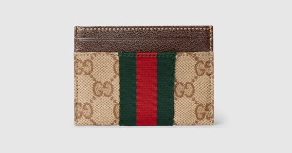 Card case with Web in sand and brown GG canvas | GUCCI® US