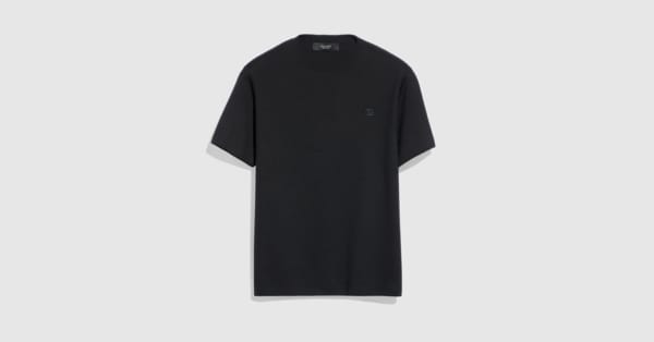 Knit silk cotton T-shirt with embroidery in black | GUCCI® US