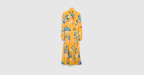 Printed silk chemisier dress in multicolor | GUCCI® SI