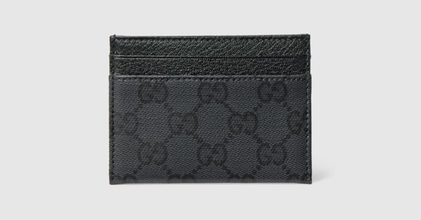 Gucci Essence Classic card case in black GG canvas | GUCCI® US