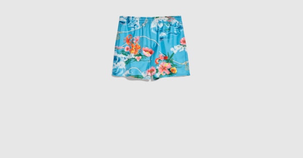 プリント シルクツイル ショートパンツ ・マルチカラー | GUCCI公式