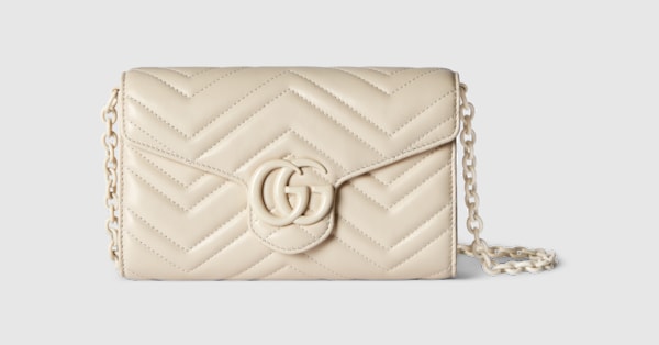 GUCCI Marmont wallet white　マーモント　二つ折り財布 GG Marmont wallet in ivory leather | GUCCI® US