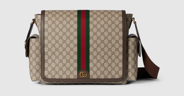 Large changing bag in beige and dark brown Supreme | GUCCI® US