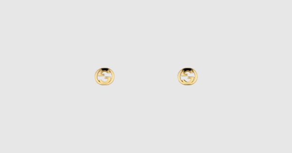 グッチ インターロッキング〕18K スタッズピアス ・18K イエロー
