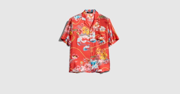 Printed silk twill bowling shirt in multicolor | GUCCI® US