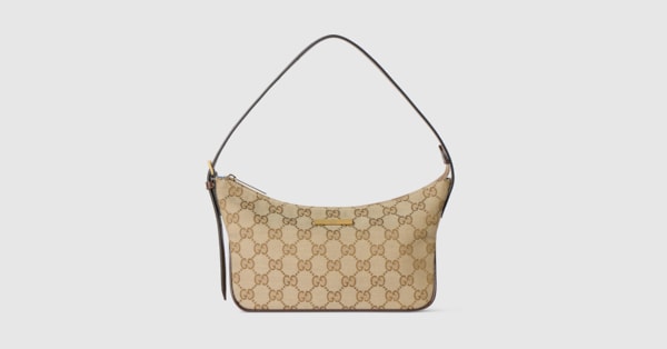 Lady Lunetta small shoulder bag in sand and brown GG canvas