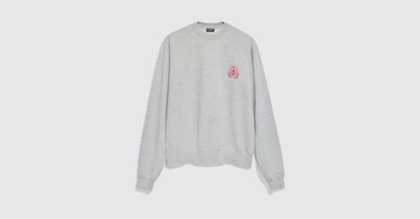 Cotton jersey mélange sweatshirt in light grey | GUCCI® US
