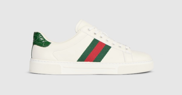 Gucci スニーカー ホワイト/グリーン/レッド Women's Gucci Ace trainer with Web in white leather | GUCCI® SG