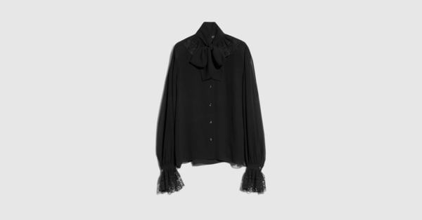 Light silk georgette shirt in black | GUCCI® INT