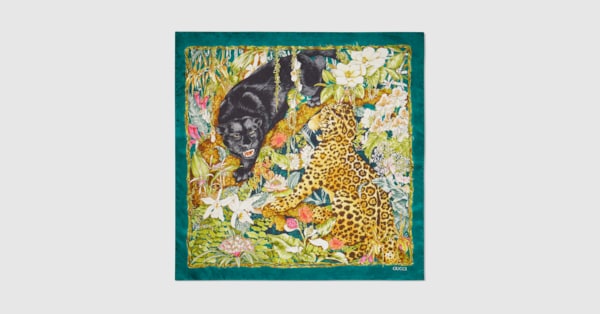 【新品未使用】GUCCI 南国の貝殻とカラフルな熱帯魚　シルクスカーフ Double Trouble」 プリント シルク スカーフ ・マルチカラー | GUCCI公式