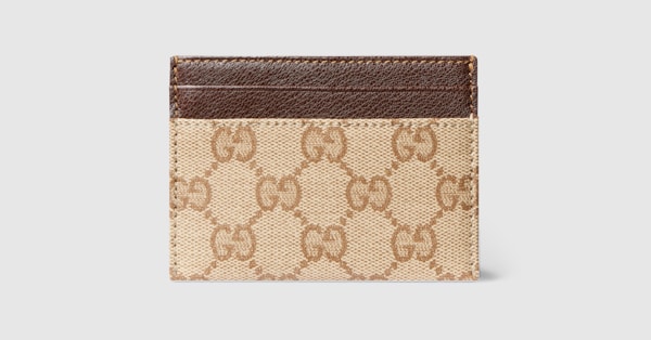 Gucci Essence Classic card case in sand and brown GG canvas