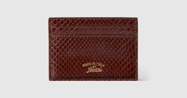 Lira python card case in dark brown | GUCCI® US