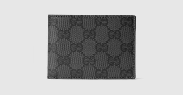 Gucci Essence Classic bi-fold wallet in black GG canvas | GUCCI® US
