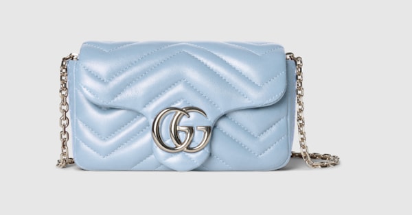GUCCI ロゴストラップ　水色 グッチマイクログッチシマ アウトレット 水色 レディース カーフ 2WAY