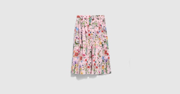 プリント シルク プリーツスカート ・マルチカラー | GUCCI公式