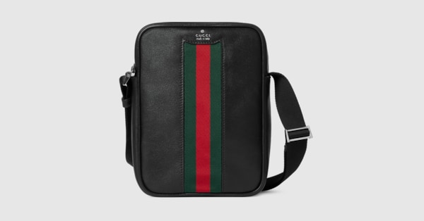 GUCCI ボディバッグ ウェブストライプ ブラック ウェブ ストライプ付き ミニバッグ ・ブラック ソフトレザー | GUCCI公式