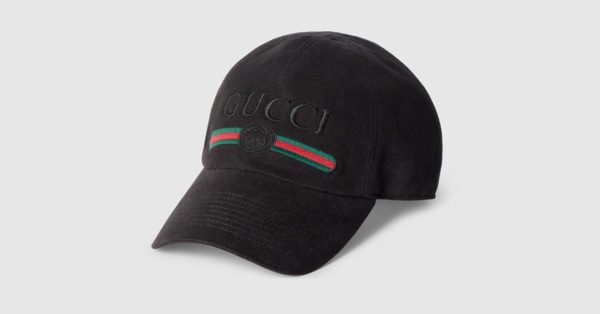 エンブロイダリー付き コットン ベースボールキャップ ・黑色 | GUCCI公式