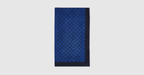 み*ゃ様 【新品未使用】・訳ありGUCCI ロゴ ビーチタオル 大判 GG コットン テリークロス ビーチブランケット ・ブルー | GUCCI公式