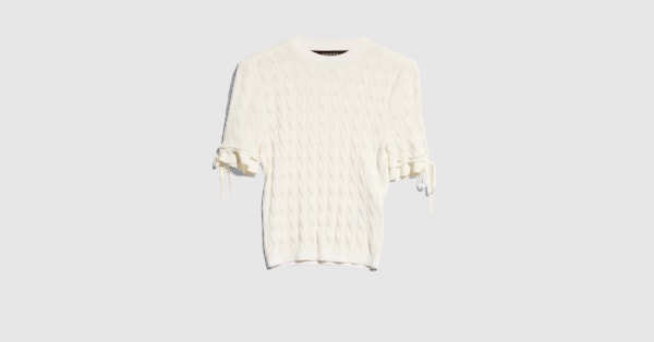 極美品▲GUCCI グッチ 740047 コットン100％ カットオフデザイン クロップド丈 半袖シャツ アイボリー S イタリア製 正規品 レディース 極美品△GUCCI グッチ 740047 コットン100％ カットオフデザイン
