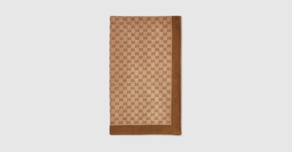 GG cotton terrycloth beach blanket in camel | GUCCI® US