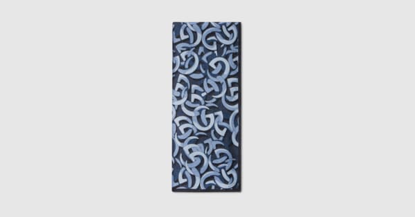 Gucci Double G cotton silk stole in blue | GUCCI® US