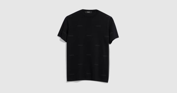 Wool silk Gucci jacquard T-shirt in black | GUCCI® US