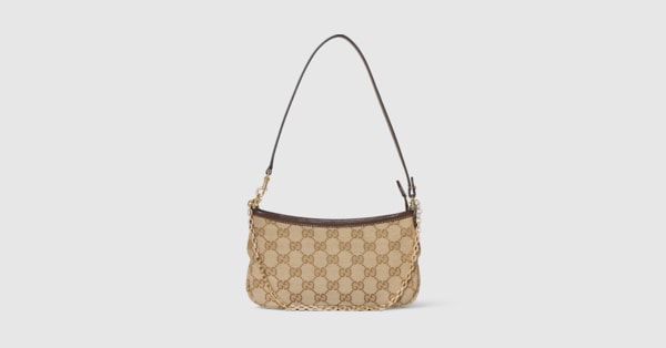 Gossip small shoulder bag in sand and brown GG canvas | GUCCI® US