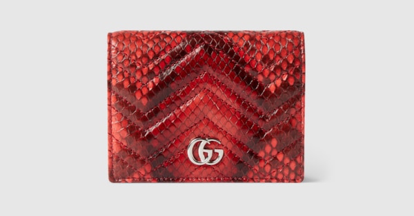 GG Marmont python small wallet in deep red | GUCCI® US