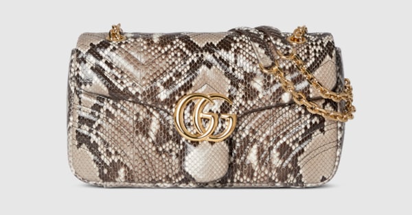 GG Marmont python medium shoulder bag in natural | GUCCI® US