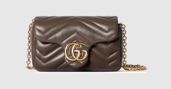 GGマーモント〕ミニ ショルダーバッグ ・ダークトープ レザー | GUCCI公式