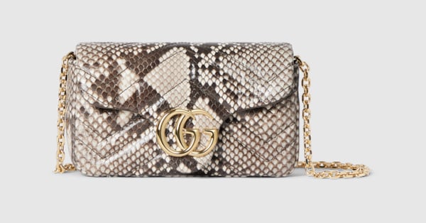 GG Marmont python mini shoulder bag in natural | GUCCI® US