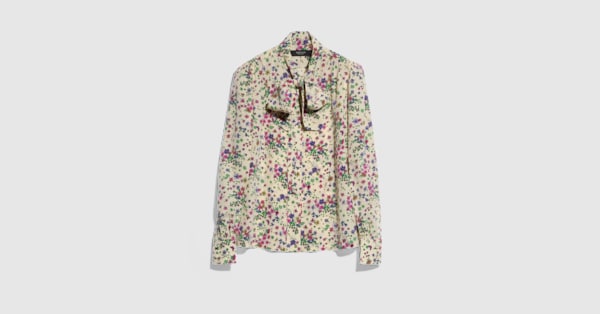 ボウ付き プリント シルク シャツ ・マルチカラー | GUCCI公式