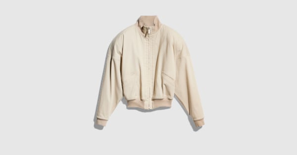 Silk poplin zip jacket in light beige | GUCCI® US