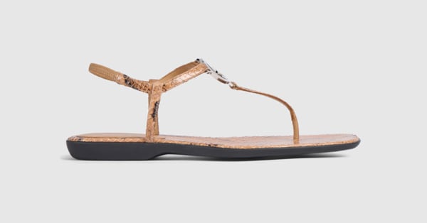 Women's python thong sandal with Interlocking G in brown | GUCCI® US