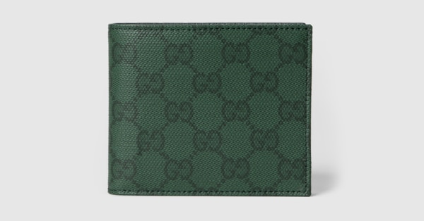 Gucci Essence Classic bi-fold wallet in dark green GG canvas