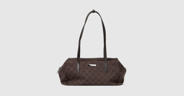 Gucci Melrose medium boston bag in dark brown GG canvas | GUCCI® CA