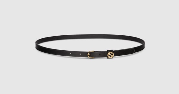 ラウンド バックル スリムベルト ・ブラックレザー | GUCCI公式