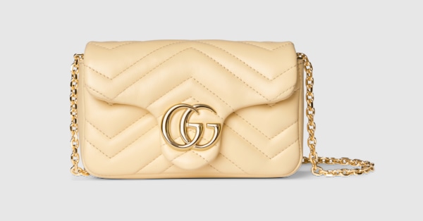 GG Marmont mini shoulder bag in light yellow leather | GUCCI® INT