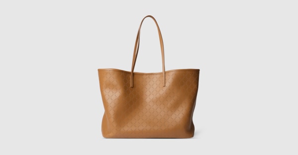 Gucci Tribeca large tote bag in dark beige GG leather | GUCCI® US