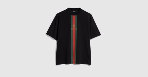Gucci Tシャツ Cotton jersey T-shirt with print in black | GUCCI® US