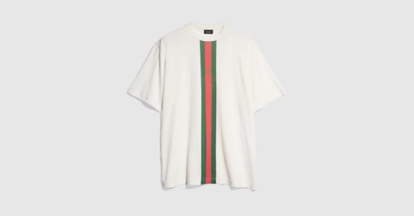 Cotton jersey T-shirt with print in white | GUCCI® SI