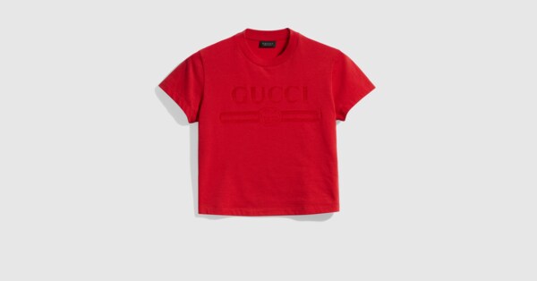 Cotton jersey T-shirt with print in red | GUCCI® US