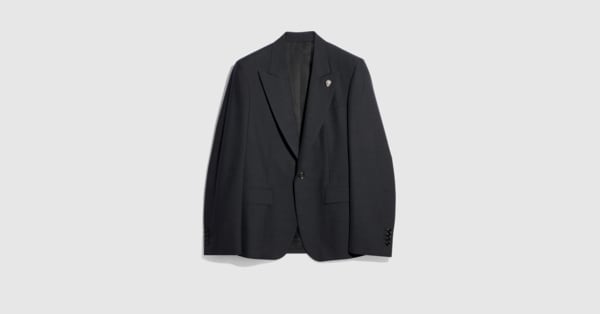 Wool single-breasted jacket in dark grey | GUCCI® US