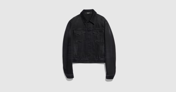 Washed cotton denim jacket in black | GUCCI® US