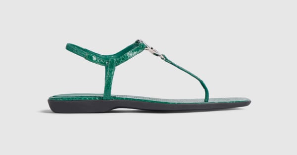 Women's python thong sandal with Interlocking G in green | GUCCI® US