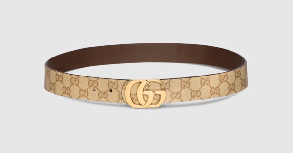 カット GGエンブレム〕リバーシブル ベルト ・サンド＆ブラウン GG