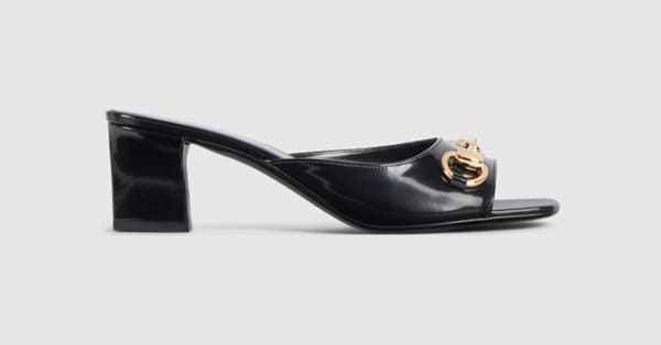 Women's Signora slide sandal in black leather | GUCCI® US